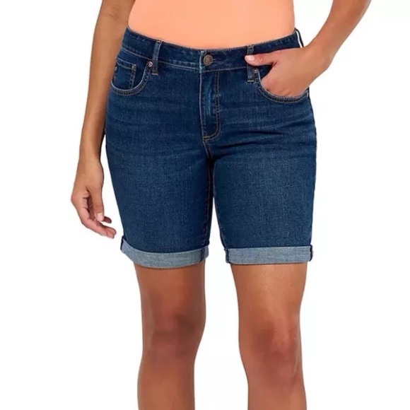 Seven7 New Size 14 Relaxed Bermuda Denim Women’s Jeans Shorts Cuffed Hem - Picture 1 of 12